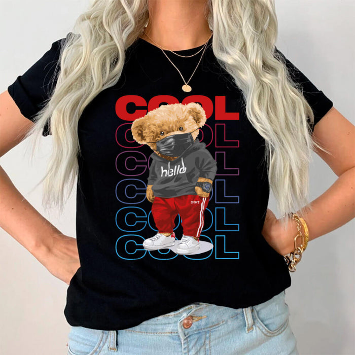 Tricou Dama Negru Cool bear