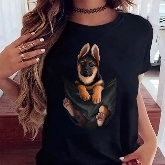 Tricou Dama Negru German Shepherd