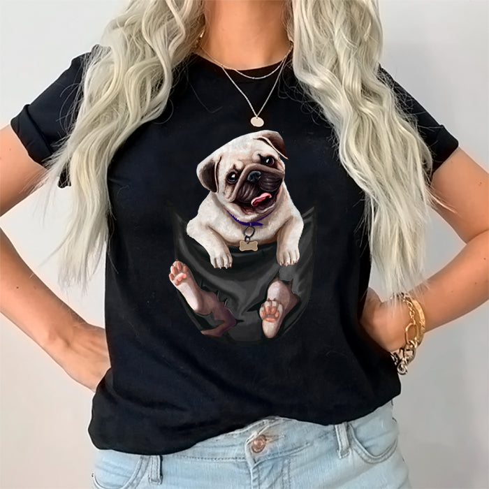 Tricou Dama Negru Pug