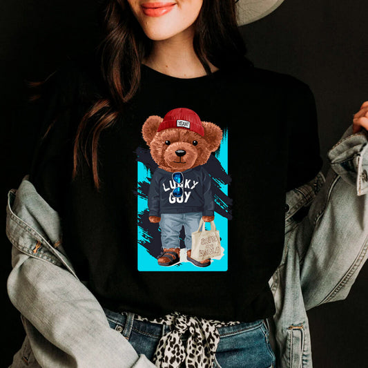 Tricou Dama Negru Lucky bear