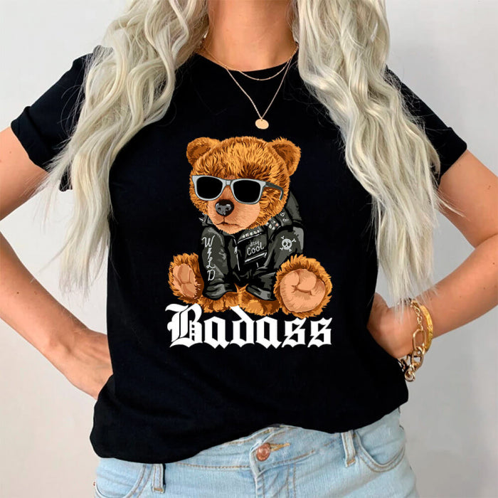 Tricou Dama Negru Teddy Bear Badass