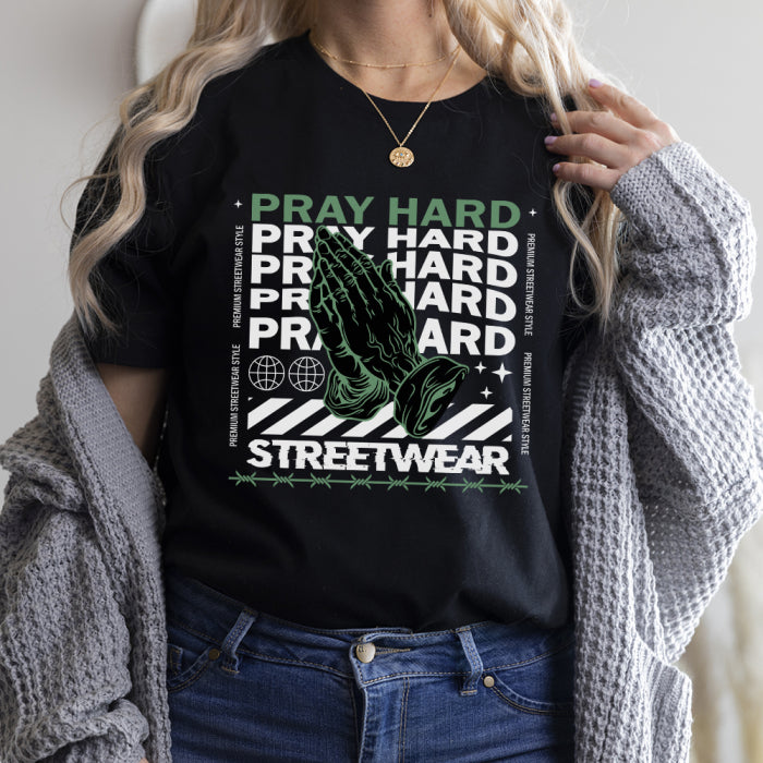 Tricou Dama Negru Pray Hard