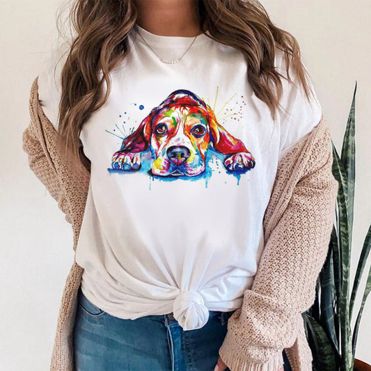 Tricou Dama Alb Watercolor Bulldog