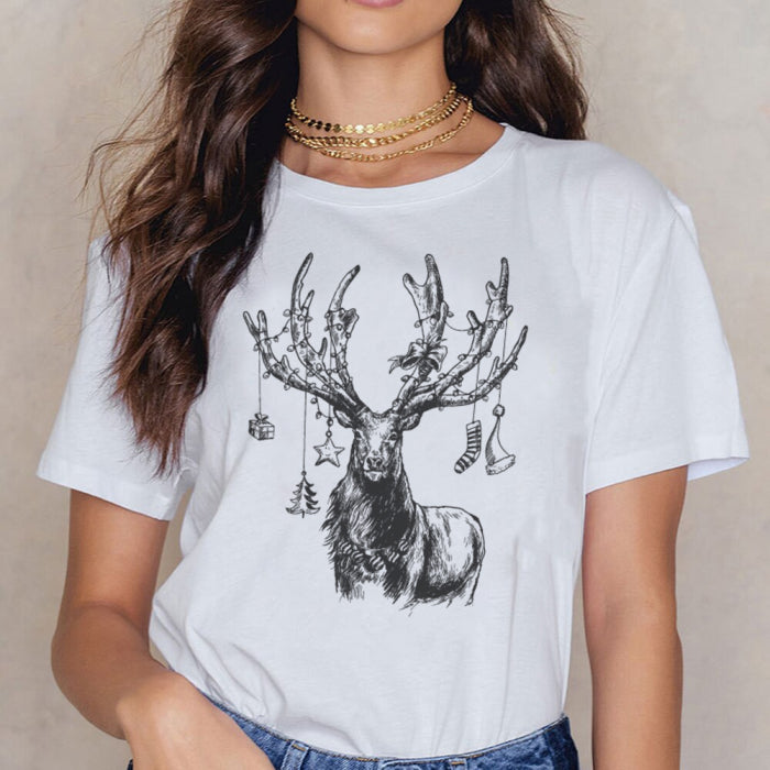 Tricou Dama Alb DEER