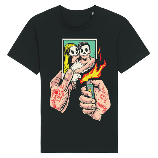 Black T-Shirt With Tattooed Hands Graphic